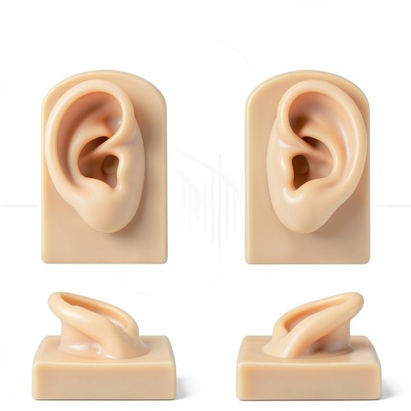 2 Pcs Silicone Ear Model Left and Right Soft Flexible Model Fake Ear Piercing Practice Silicone Body Parts Realistic for Jewelry Display Acupuncture Mannequin Teaching Instruction-1