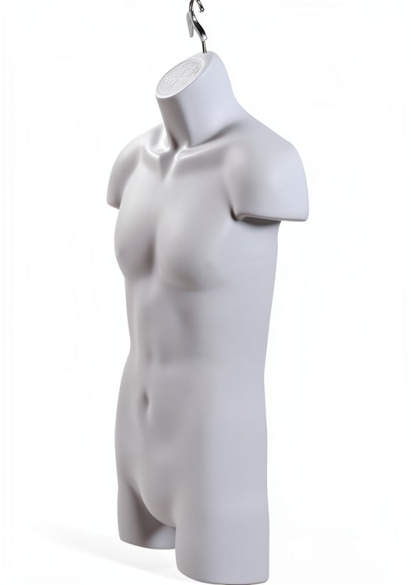 Male Mannequin Torso Store Supply Warehouse White Plastic with Hook-7
