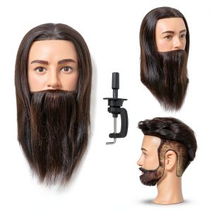Hairingrid Male Mannequin Head Human Hair with Clamp – Black 8‑10in-0