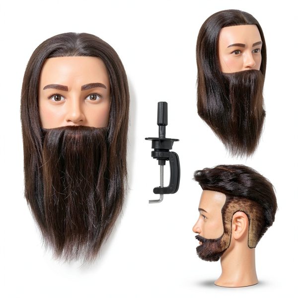 Hairingrid Male Mannequin Head Human Hair with Clamp – Black 8‑10in-0