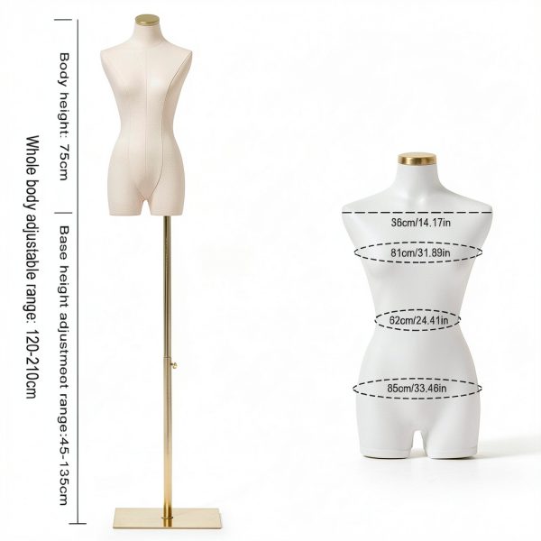 Female Mannequin Dress Form Torso – White 47‑83″ by Cao Qi Long-4