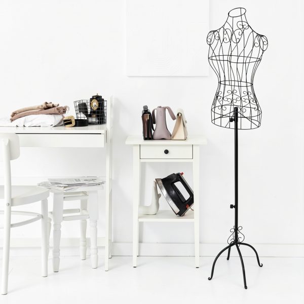Bonnlo Female Wire Dress Form Vintage Style Adjustable Mannequin Black-4