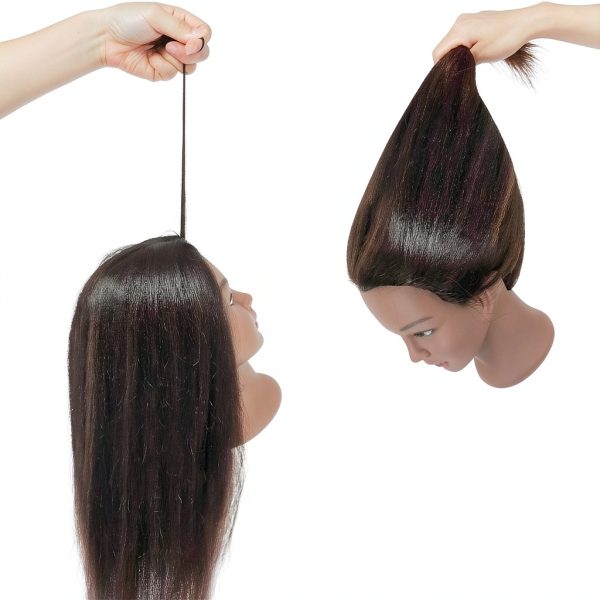 FABA 100% Real Hair Mannequin Head with Hair Doll Head Styling 20"-22" Cosmetology Manikin Practice Head Hairdresser Doll Head for Dyeing Cutting Braiding with Clamp Stand-1