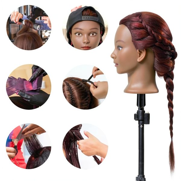 FABA 100% Real Hair Mannequin Head with Hair Doll Head Styling 20"-22" Cosmetology Manikin Practice Head Hairdresser Doll Head for Dyeing Cutting Braiding with Clamp Stand-3