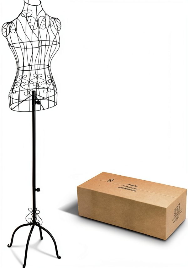 Bonnlo Female Wire Dress Form Vintage Style Adjustable Mannequin Black-6