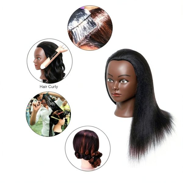 Mannequin Head with 100% Real Human Hair Cosmetology Styling Doll 14in-3