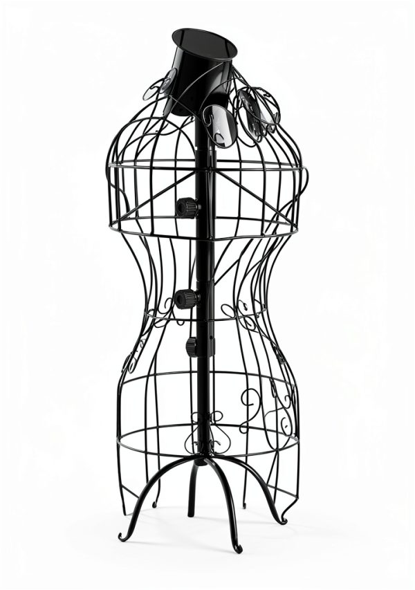 Bonnlo Female Wire Dress Form Vintage Style Adjustable Mannequin Black-2