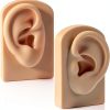 2 Pcs Silicone Ear Model Left and Right Soft Flexible Model Fake Ear Piercing Practice Silicone Body Parts Realistic for Jewelry Display Acupuncture Mannequin Teaching Instruction-0
